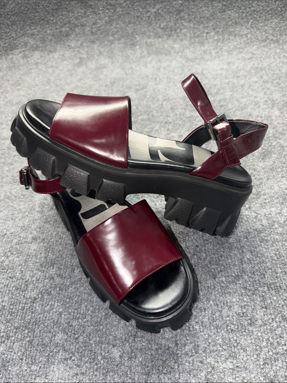 Gianni Bini Burgundy Chunky Strap Sandals